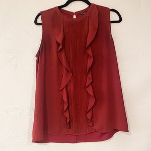 Ann Taylor Sleeveless Work Blouse in Red Petite Large